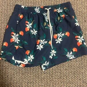 Abercrombie & Fitch Navy Swim Shorts with Orange Floral Print